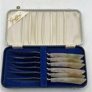Vintage Griffon Pearl Steak Knives Set of 6 – Sheffield England w/ Case